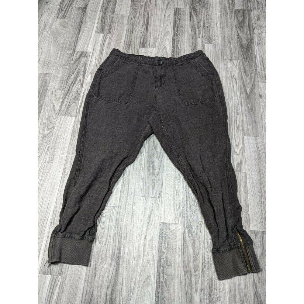 Old Navy Womens Black Grey Elastic Zipped Cuffs Cropped Pants Size 8 Regular